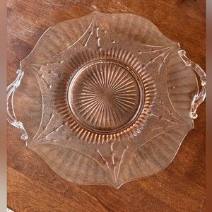 vintage Lancaster Glass handled sandwich tray or cake plate